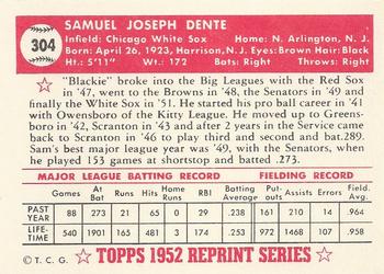 1983 Topps 1952 Reprint Series #304 Sam Dente Back