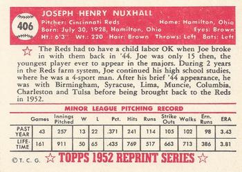 1983 Topps 1952 Reprint Series #406 Joe Nuxhall Back