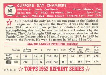 1983 Topps 1952 Reprint Series #68 Cliff Chambers Back
