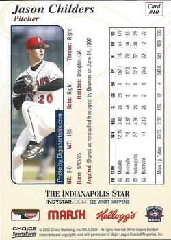 2003 Choice Indianapolis Indians #10 Jason Childers Back