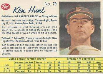 1962 Post Cereal Canadian #79 Ken Hunt Front