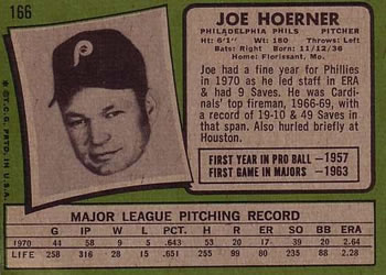 1971 Topps #166 Joe Hoerner Back