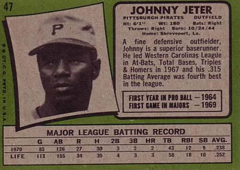 1971 Topps #47 Johnny Jeter Back