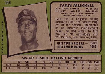 1971 Topps #569 Ivan Murrell Back