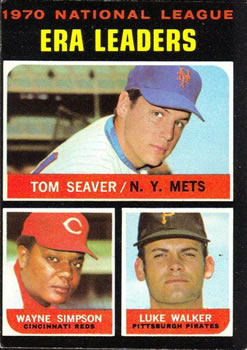1971 Topps #68 1970 National League ERA Leaders (Tom Seaver / Wayne Simpson / Luke Walker) Front