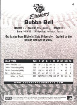 2012 Choice Sugar Land Skeeters #4 Bubba Bell Back