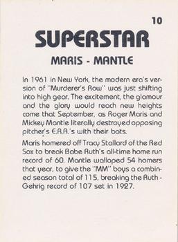 1980 TCMA Superstars #10 Roger Maris / Mickey Mantle Back
