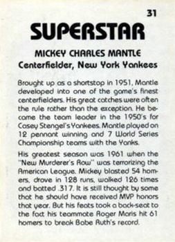 1980 TCMA Superstars #31 Mickey Mantle Back