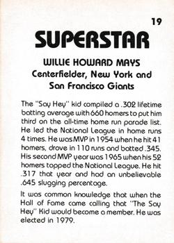 1980 TCMA Superstars #19 Willie Mays Back