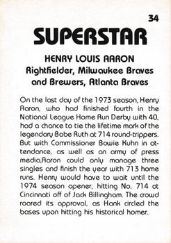 1980 TCMA Superstars #34 Hank Aaron Back