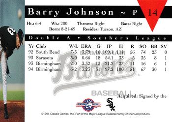 1994 Classic Best Birmingham Barons #14 Barry Johnson Back