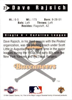 1994 Classic Best Salem Buccaneers #27 Dave Rajsich Back