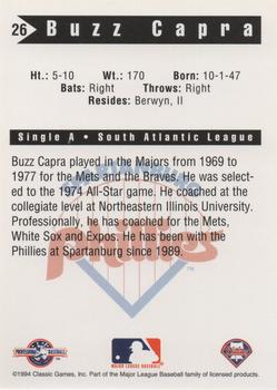 1994 Classic Best Spartanburg Phillies #26 Buzz Capra Back