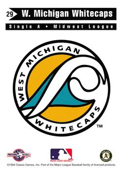 1994 Classic Best West Michigan Whitecaps #29 Logo Card Back