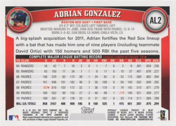 2011 Topps American League All-Stars #AL2 Adrian Gonzalez Back