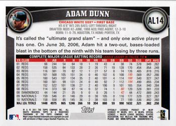 2011 Topps American League All-Stars #AL14 Adam Dunn Back