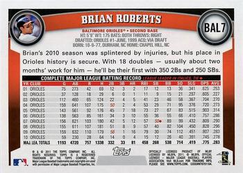 2011 Topps Baltimore Orioles #BAL7 Brian Roberts Back