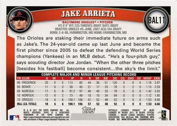 2011 Topps Baltimore Orioles #BAL11 Jake Arrieta Back