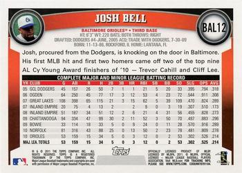 2011 Topps Baltimore Orioles #BAL12 Josh Bell Back