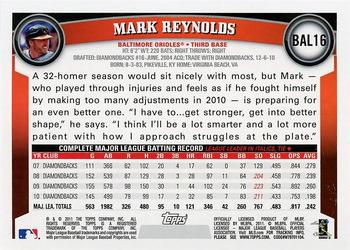 2011 Topps Baltimore Orioles #BAL16 Mark Reynolds Back