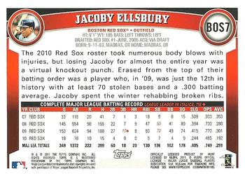 2011 Topps Boston Red Sox #BOS7 Jacoby Ellsbury Back
