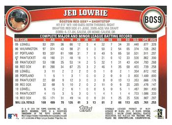 2011 Topps Boston Red Sox #BOS9 Jed Lowrie Back