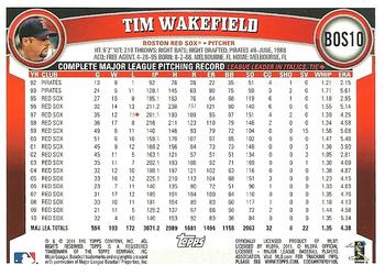 2011 Topps Boston Red Sox #BOS10 Tim Wakefield Back
