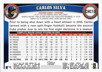 2011 Topps Chicago Cubs #CHC10 Carlos Silva Back