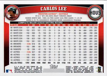 2011 Topps Houston Astros #HOU5 Carlos Lee Back