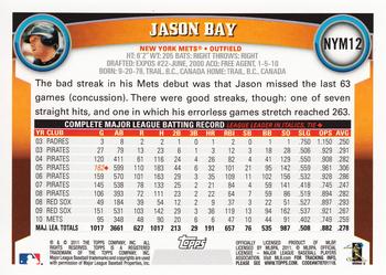 2011 Topps New York Mets #NYM12 Jason Bay Back