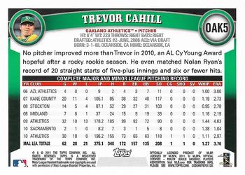 2011 Topps Oakland Athletics #OAK5 Trevor Cahill Back