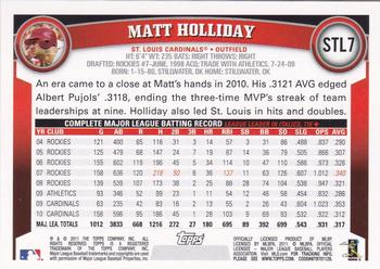 2011 Topps St. Louis Cardinals #STL7 Matt Holliday Back