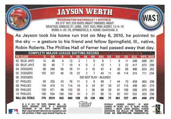 2011 Topps Washington Nationals #WAS1 Jayson Werth Back