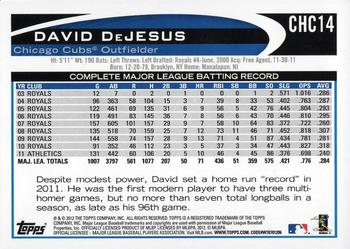 2012 Topps Chicago Cubs #CHC14 David DeJesus Back