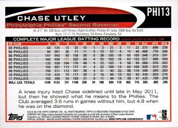 2012 Topps Philadelphia Phillies #PHI13 Chase Utley Back