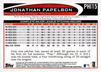 2012 Topps Philadelphia Phillies #PHI15 Jonathan Papelbon Back