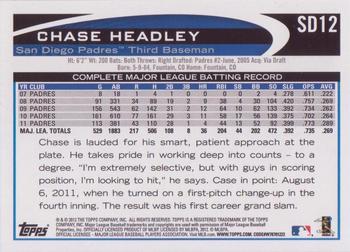 2012 Topps San Diego Padres #SD12 Chase Headley Back