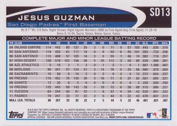 2012 Topps San Diego Padres #SD13 Jesus Guzman Back
