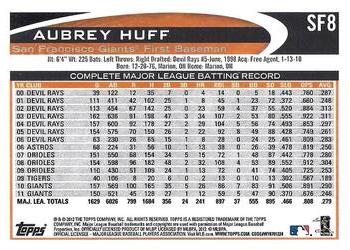 2012 Topps San Francisco Giants #SF8 Aubrey Huff Back