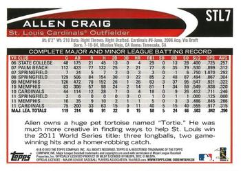 2012 Topps St. Louis Cardinals #STL7 Allen Craig Back