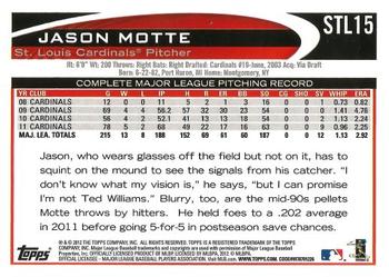 2012 Topps St. Louis Cardinals #STL15 Jason Motte Back