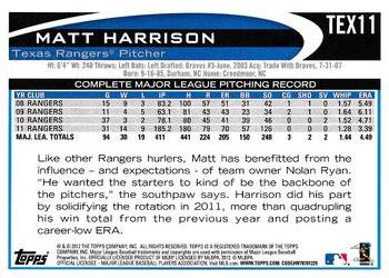 2012 Topps Texas Rangers #TEX11 Matt Harrison Back