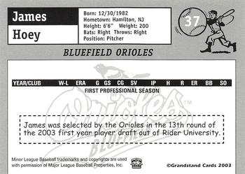 2003 Grandstand Bluefield Orioles #NNO James Hoey Back