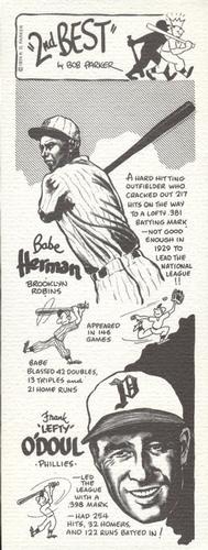 1974 Bob Parker 2nd Best #1 Babe Herman / Lefty O’Doul Front