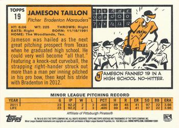 2012 Topps Heritage Minor League #19 Jameson Taillon Back