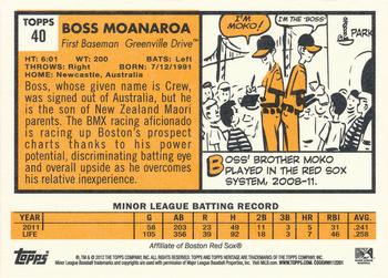 2012 Topps Heritage Minor League #40 Boss Moanaroa Back