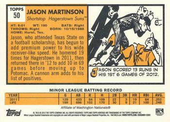 2012 Topps Heritage Minor League #50 Jason Martinson Back