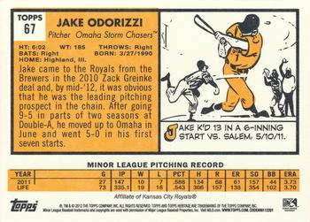 2012 Topps Heritage Minor League #67 Jake Odorizzi Back