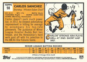 2012 Topps Heritage Minor League #98 Carlos Sanchez Back