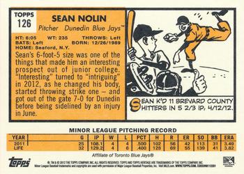 2012 Topps Heritage Minor League #126 Sean Nolin Back